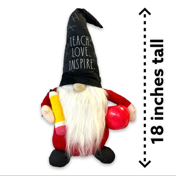 Rae Dun Teacher Gnome Teach Love Inspire with wood sign - Picture 2 of 3